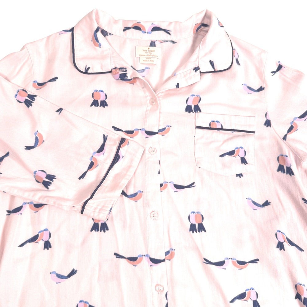 Kate Spade Sleep Shirt Nightgown Pink Birds Dream a Little Dream Womens‎ M